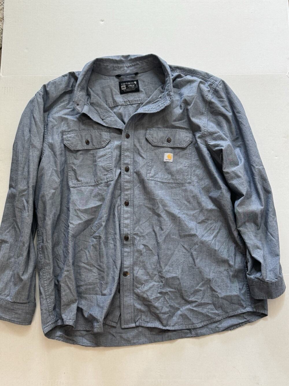 Men’s Carhartt Relaxed Fit Long Sleeve Button Down Size 2XL